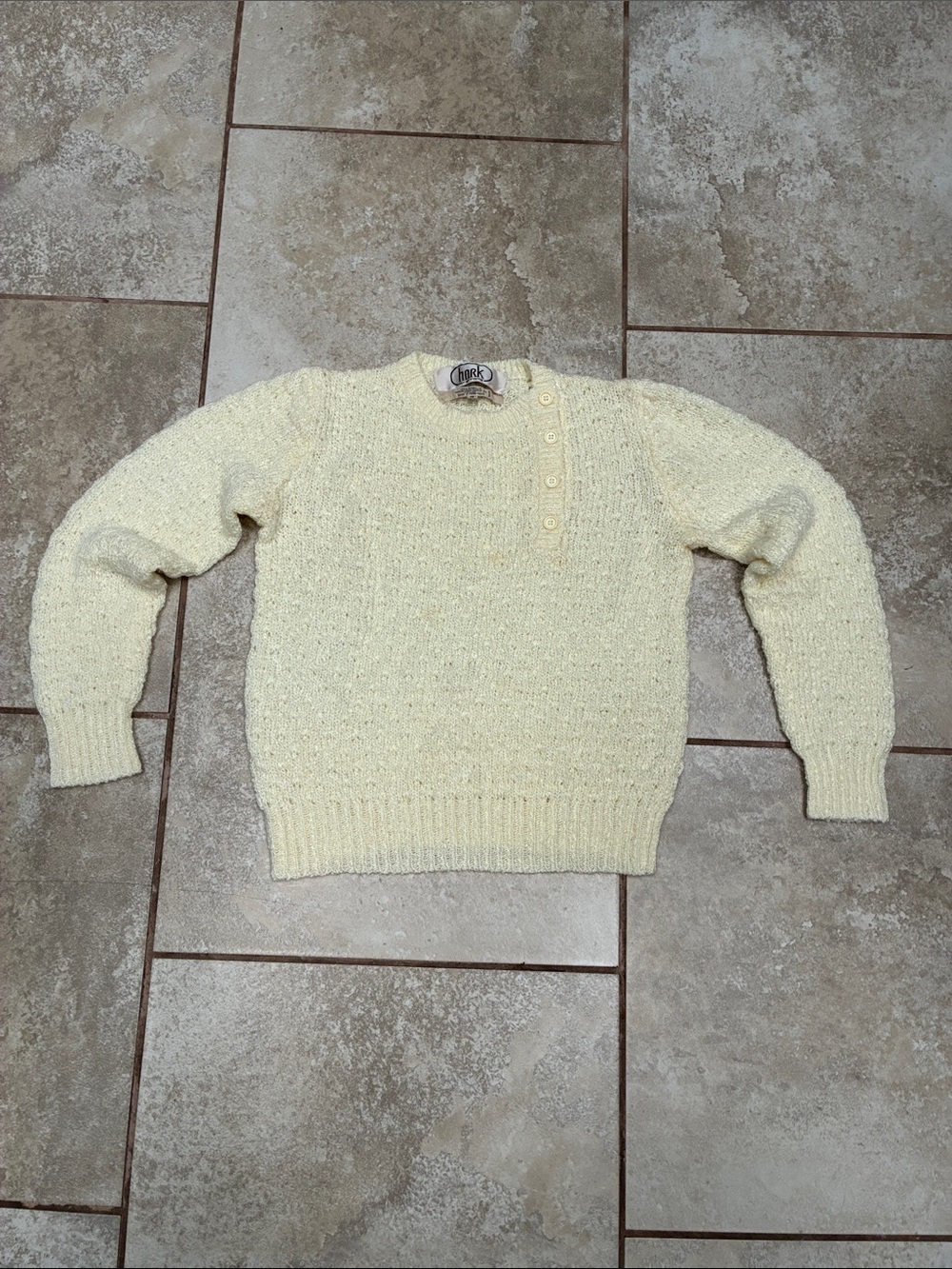 Soft Cream Crewneck Sweater with Shoulder Button Detail